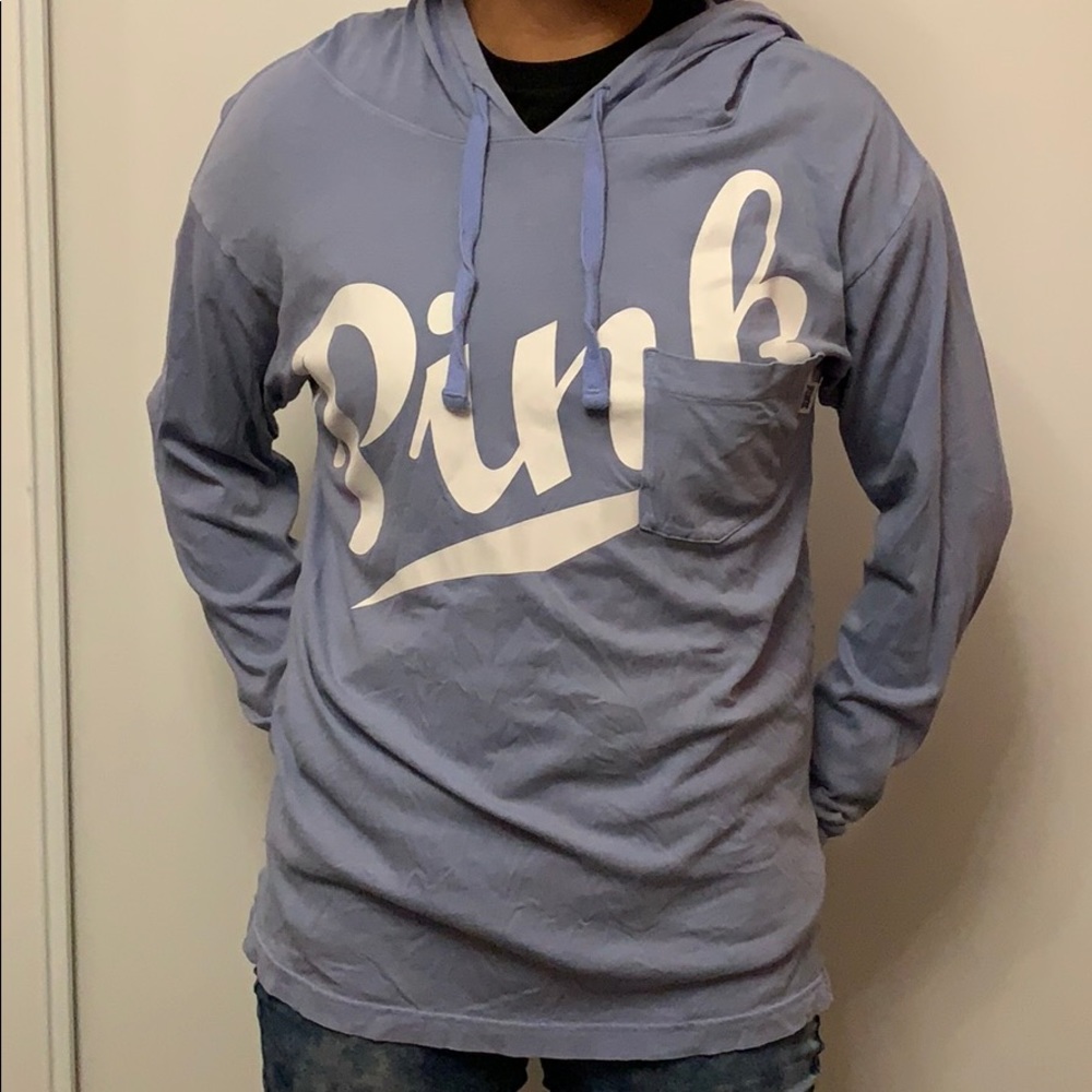 VS pink shirt with hoodie